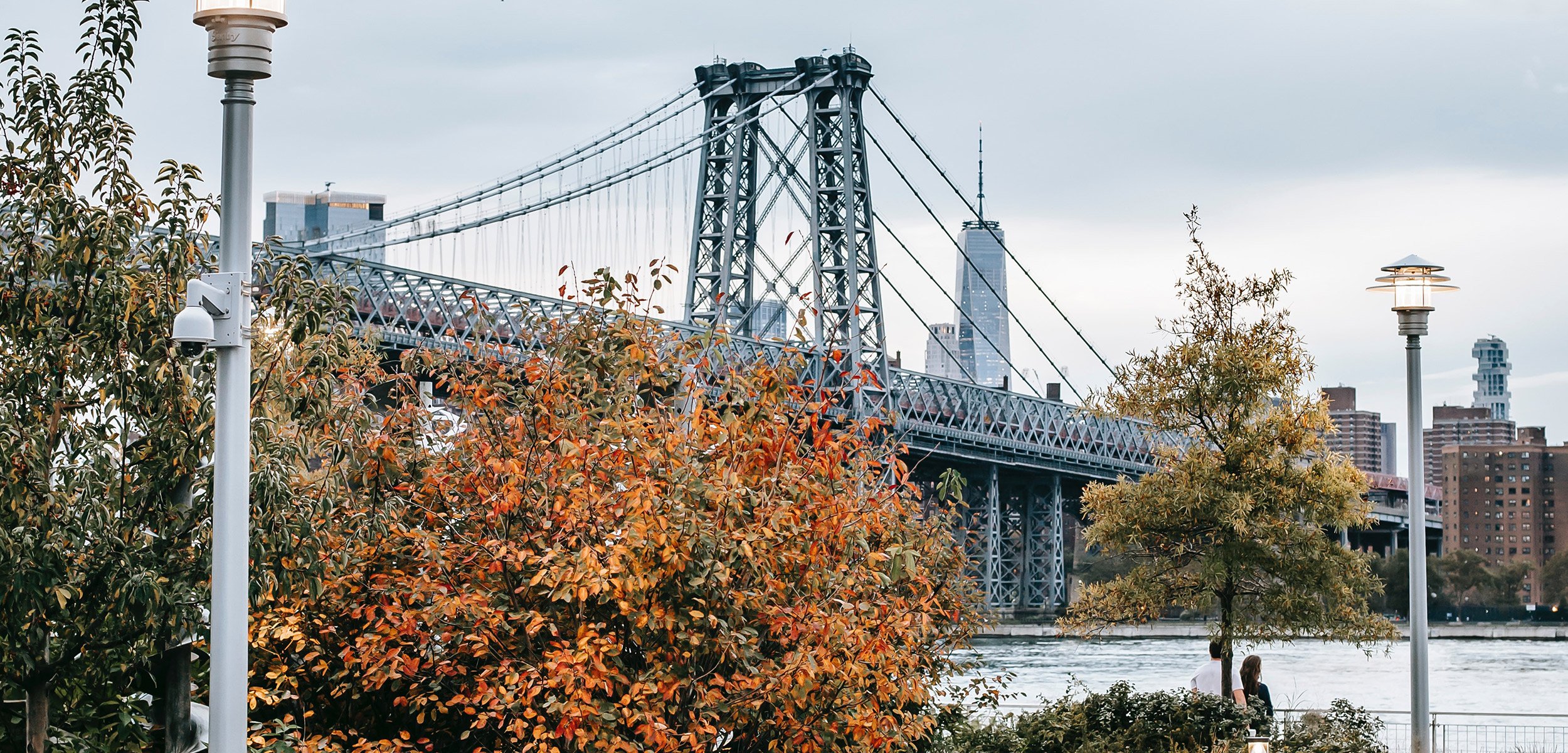 NYC bridge view in the fall