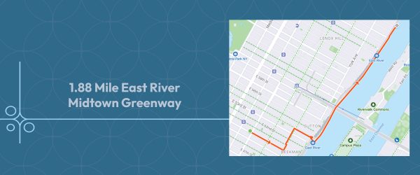 1.88 Mile run along the East River on the East Midtown Greenway