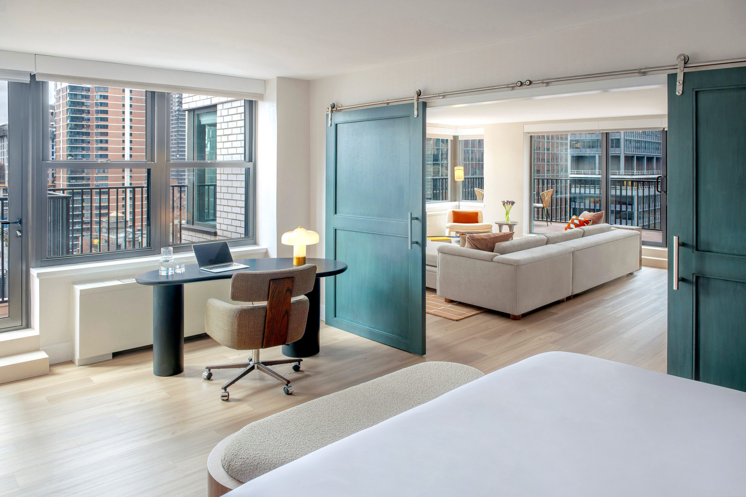 East River Penthouse Master Bedroom Living room View